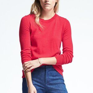 NWT Banana Republic Coral Red Merino Wool Sweater – Scalloped Neck